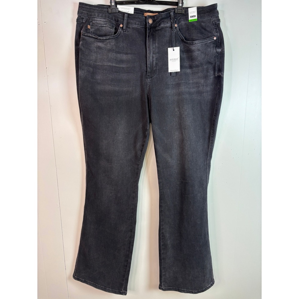 Judy Blue Bootcut Jeans 24W Long Inseam Faded Black High Waist Stretch Womens